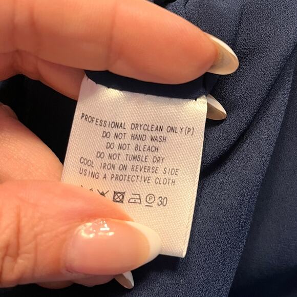 Fame and Partners Navy Blue Strapless Draped Gown Size 10 - Picture 7 of 10